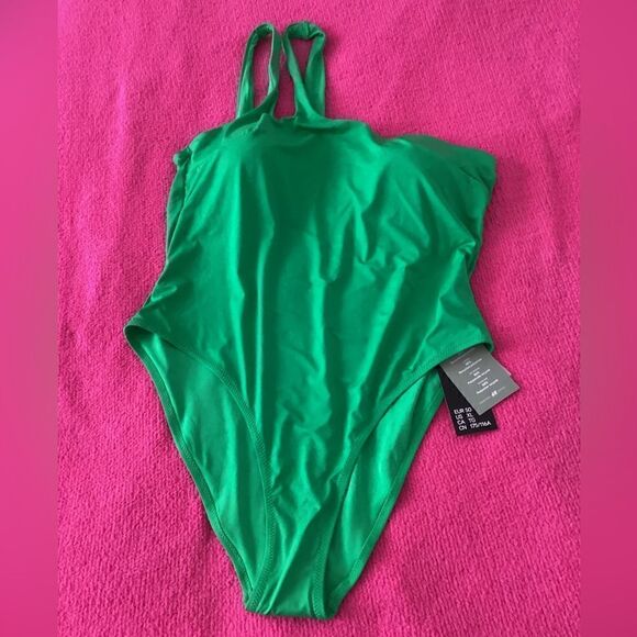 NWT H&M XL green high cut swimsuit - Picture 10 of 11